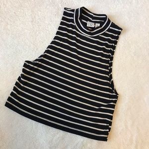 BP navy and white striped high neck crop top